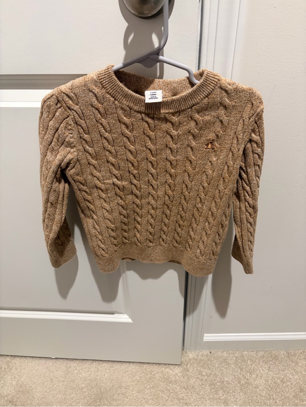 GAP Camel Cable Knit Crewneck Sweater